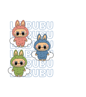 LABUBU model alb pe tricou