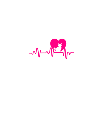 Pisică heartbeat model negru pe tricou