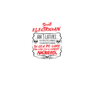 sunt electrician am 3 laturi model alb pe tricou