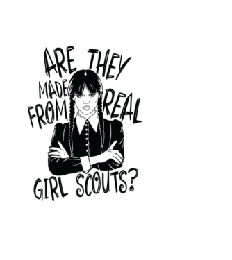  Are the made from real girl scouts model albastru deschis pe tricou