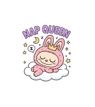 Nap Queen model alb pe tricou