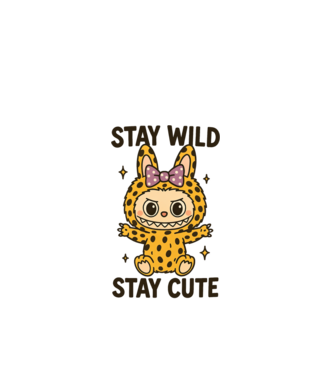 Stay wild - Labubu model alb pe tricou