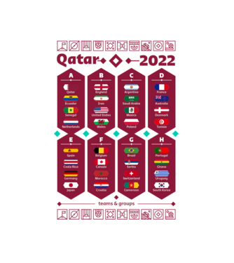 Qatar 2022 teams - groups white model alb pe tricou