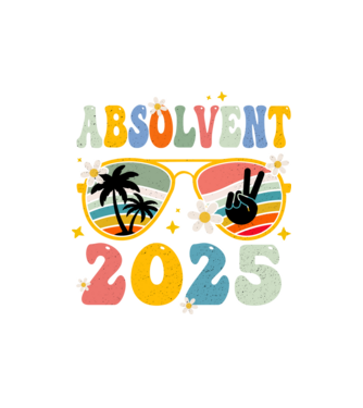 Absolvent 2025 model nisipiu pe tricou