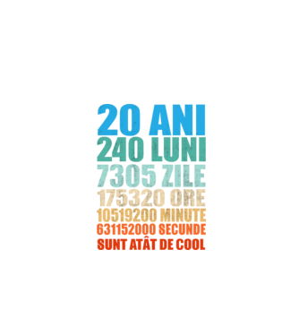 De 20 ani - luni - zile - ore - minute - secunde - sunt atât de cool model negru pe tricou