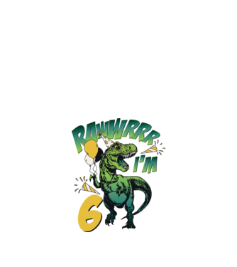 'Birthday Dinosaur rawww i''m 6' model alb pe tricou