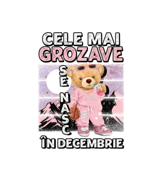 RETRO teddy fetişcană DECEMBRIE model alb pe tricou