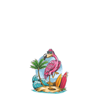 Surfer flamingo model negru pe tricou