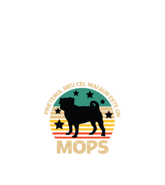 Prietenul meu cel mai bun este un mops model negru pe tricou