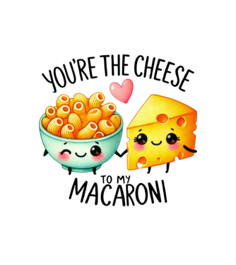 Cheese to my Macaroni model alb pe tricou