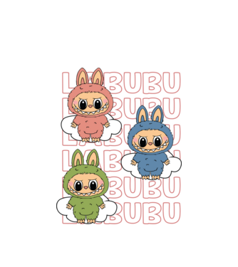 LABUBU model alb pe tricou
