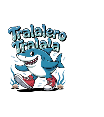 Tralalero Tralala drăguț model alb pe tricou