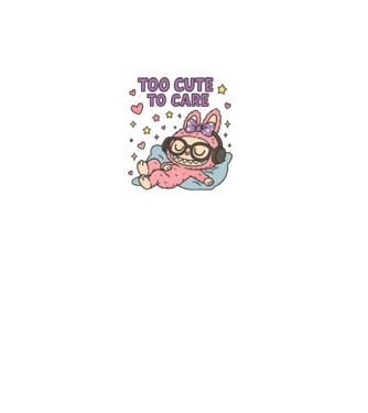 Too cute to care model negru pe tricou