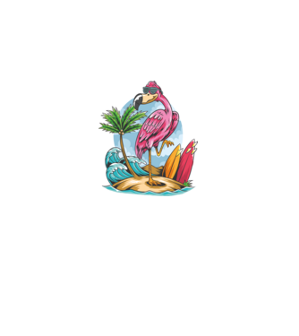 Surfer flamingo model negru pe tricou
