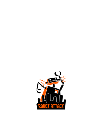 Robot Attack model alb pe tricou