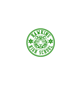 hawkins high school model alb/roșu pe tricou