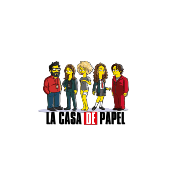 la casa de papel simpson model alb pe tricou