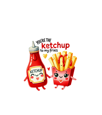 Ketchup to my Fries model alb pe tricou
