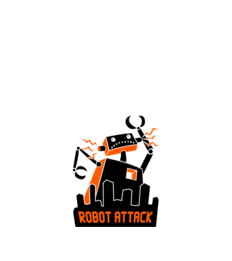 Robot Attack model alb pe tricou