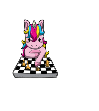 Chessicorn model negru pe tricou