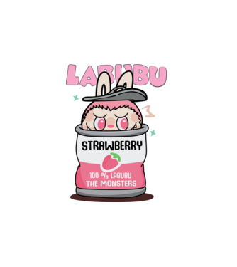 Strawberry Labubu model alb pe tricou