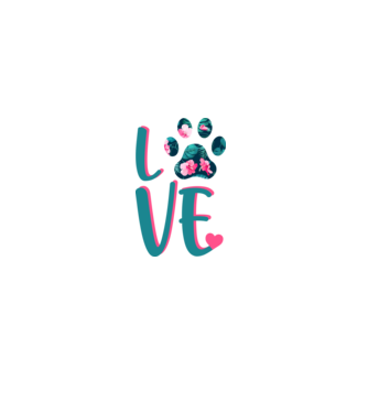 LOVE CÂINI model alb pe tricou