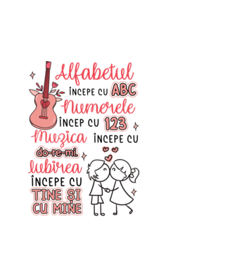 Iubirea începe cu-tine și cu mine model alb pe tricou