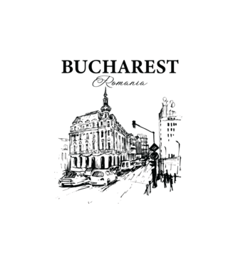 România Bucharest vintage model alb pe tricou