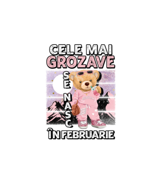 RETRO teddy fetişcană FEBRUARIE model alb pe tricou