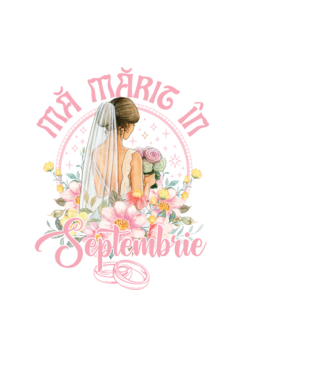 mă mărit - în septembrie model albastru deschis pe tricou