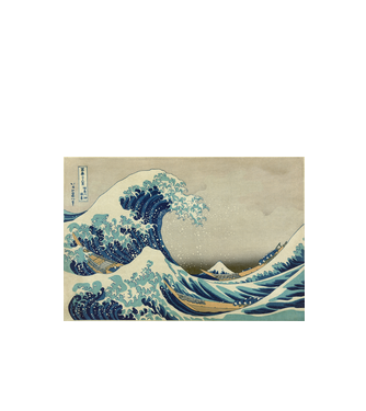 Great Wave of Kanagawa mască model alb pe tricou