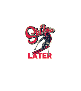Ski you later model negru pe tricou