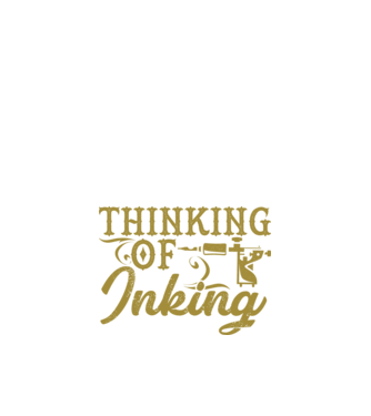 Thinking of inking model negru pe tricou