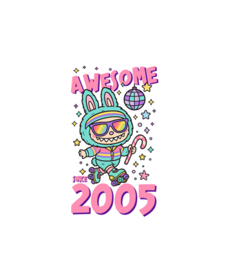 Awesome since 2005 - Labubu model alb pe tricou