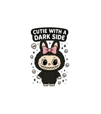 Cutie with a dark side model alb pe tricou