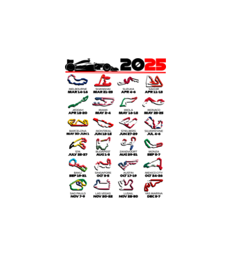 F1 calendar 2025 Alb model alb pe tricou