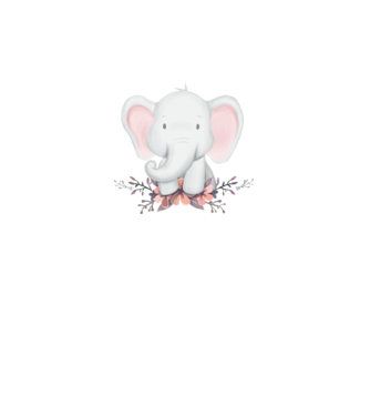 Elefant cu flori model alb pe tricou