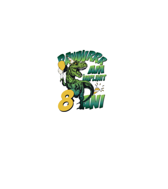 Rawr Am împlinit 8 ani model alb pe tricou