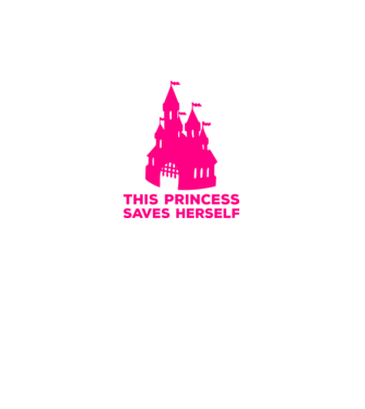 This princess saves herself model negru pe tricou
