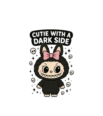 Cutie with a dark side model alb pe tricou