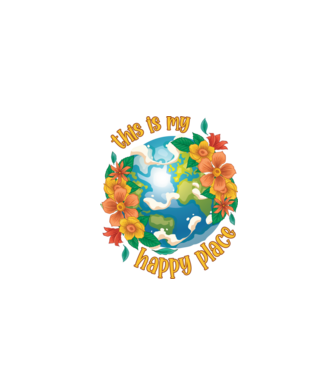 Happy Place model alb pe tricou