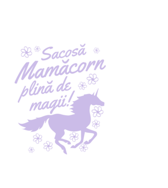 Sacoșă mamăcorn plină de magii! model alb pe tricou