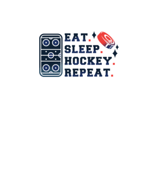 Eat Sleep Hockey Repeat model alb pe tricou