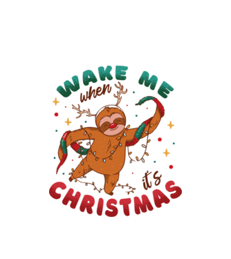 Christmas Sloth model alb pe tricou