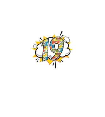 Birthday Comic Number 19 model albastru deschis pe tricou