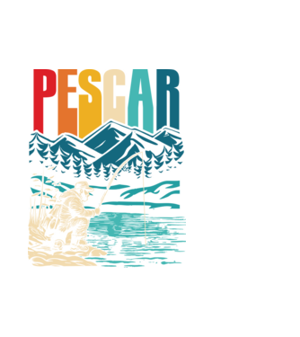 Pescar retro model alb pe tricou