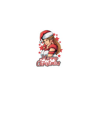 Merry christmas santa girl model negru pe tricou