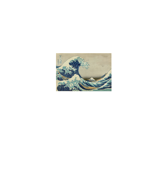 Great Wave of Kanagawa mască model alb pe tricou
