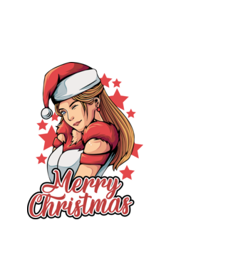 Merry christmas santa girl model alb pe tricou