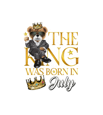 The king was born int JULY model alb pe tricou